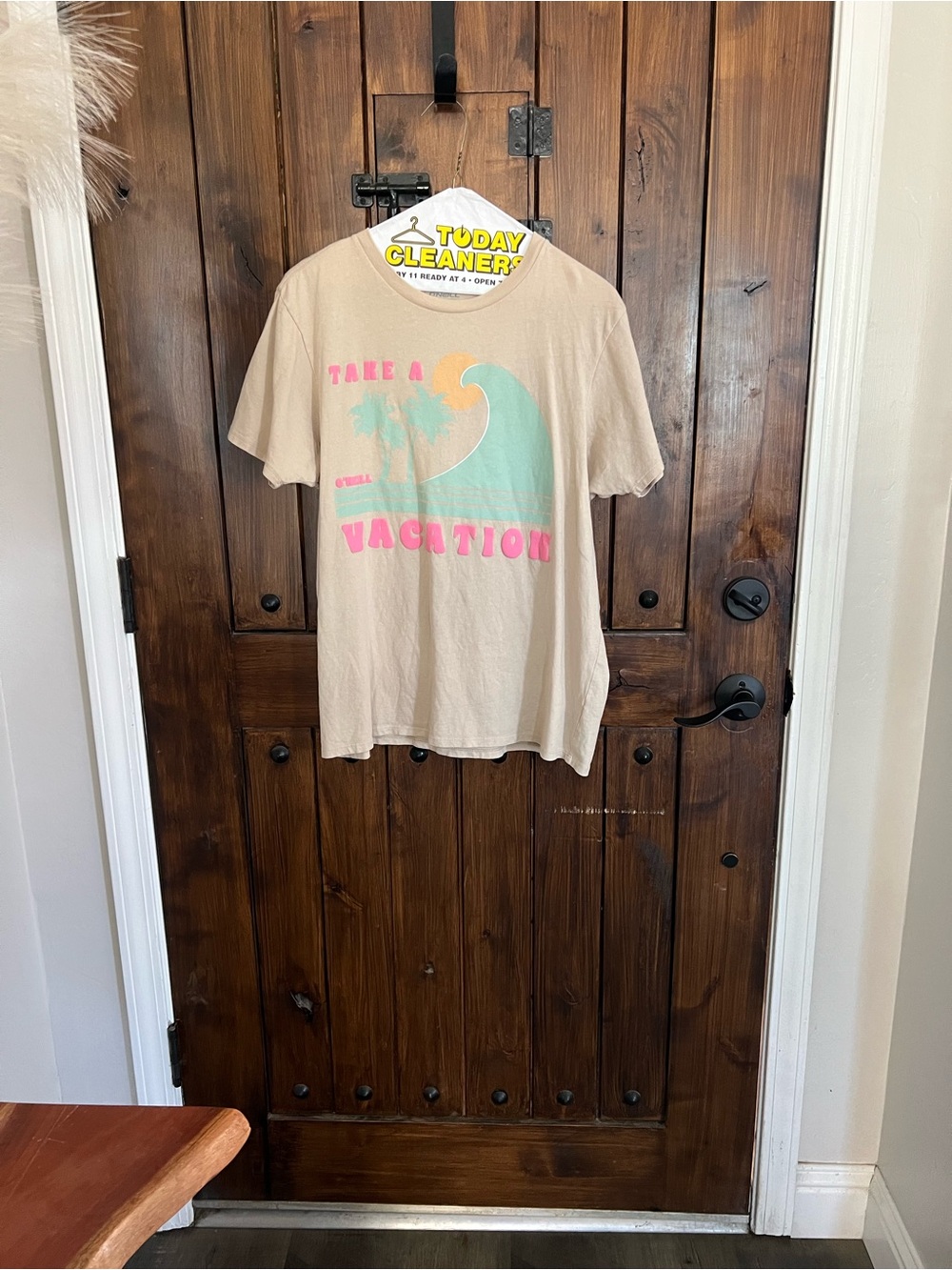 O'Neill Beige Graphic Tee with Mint & Peach Wave